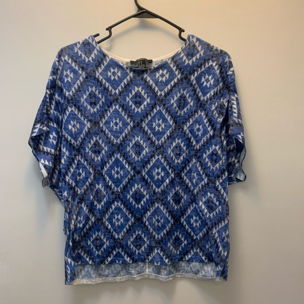 Forever 21 Blue Tribal Print Top